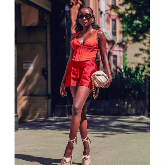 Zara Red Textured Corset Top - Picture 3 of 17